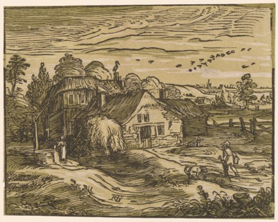 Landscape with peasant homestead, c. 1597/1600 (print probably 1617/20), chiaroscuro woodcut of