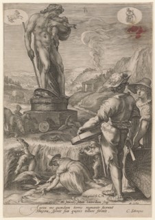 Saturn as Protector of the Agricultural Workers, 1596, copperplate engraving, sheet: 25.1 x 17.4 cm