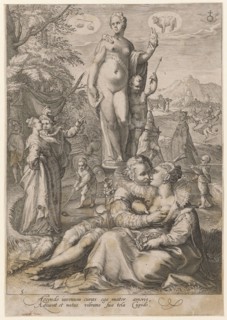 Venus as Protector of the Lovers, 1596, copperplate engraving, sheet: 25.3 x 17.7 cm (trimmed just