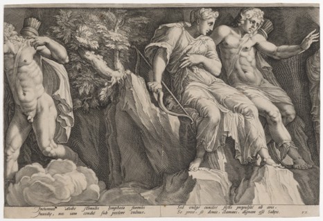 The punishment of Niobe (third plate), 1594, copperplate, sheet: 26.1 x 38.7 cm (trimmed within the