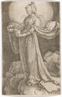 Mary Magdalene on the Clouds, 1518, copperplate engraving, 2nd condition, sheet: 11.9 x 7.6 cm,