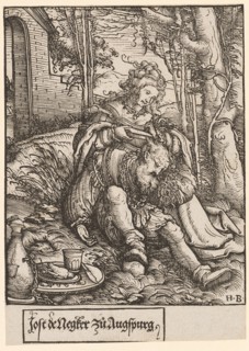Samson and Dalila, woodcut, sheet: 13.4 x 9.5 cm (with writing) |, Picture: 11.8 x 9.5 cm, U. r.,