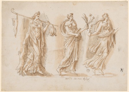 Horenrelief, 1541/47, pen in brown, red-brown washed, sheet: 21.3 x 30 cm, U. inscribed: antica in