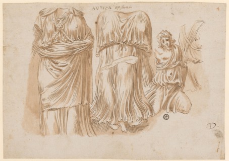 Torso of an Athena in chiton and cloak, female torso in girdled chiton with swinging hem, Erinys,