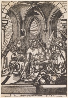 The Pain Man between two angels (after Israhel van Meckenem), c. 1500, woodcut, folia: 27.1 x 18.5