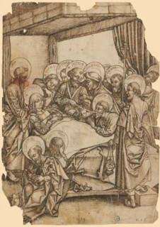 The Death of Mary, 1488, feather in brown, verso: fleeting additions partly with brush in gray,