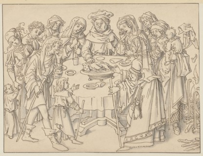 The Passover Mass, early 16th century, feather in brown, washed in gray, bordered with a dark brown