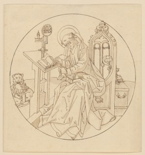 The Evangelist Mark, early 16th century, feather in brown, light gray-brown washed, page: 20 x 18.7