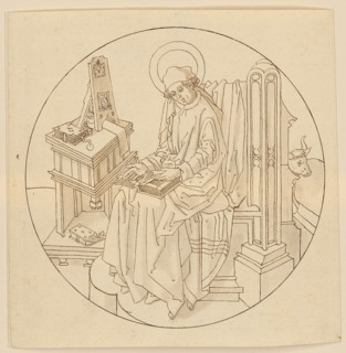 The Evangelist Luke, early 16th century, feather in brown, light gray-brown washed, sheet: 19.1 x
