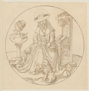The hl., Hieronymus as church father, beginning of the 16th century, feather in brown, light gray