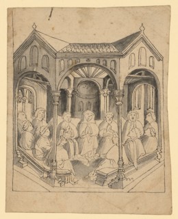 The outpouring of St., Ghost, 2nd half of the 15th century, feather in black, gray washed, page: 17