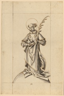 The hl., Stephanus, c. 1500, quill in brown, over traces of charcoal, gray-washed, sheet: 31.8 x 20