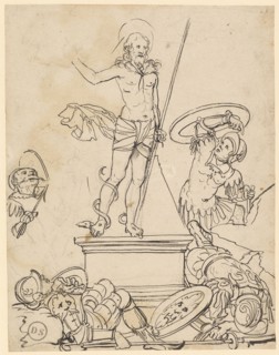 Resurrection of Christ, feather (brush?) In black, over a preliminary drawing with a black pencil,