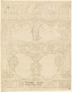 Disc tear with two blank escutcheons (Theodor Brand, Christina Kosin), in the upper picture Esther