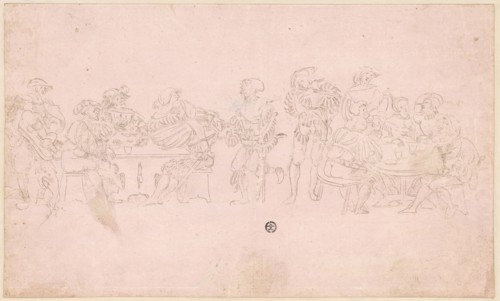 Coiling and Musician Confederate Warriors, 1st half of the 16th century, metal pencil, on light