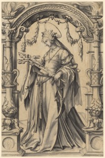 Slice break with the hl., Kunigunde, 3rd quarter of the 16th century, feather in gray and black,