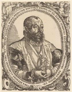 Portrait of Georg Marius (Meier), 1588, woodcut, sheet: 18.5 x 14.3 cm, clockwise marked U.: VERA
