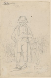 Boppi Keller as Napoleon I. Bonaparte in front of a Turkish army, pencil, sheet: 30.2 x 19.7 cm, O.
