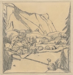 Toggenburg landscape, pencil, single-line rectangle edging, sheet: 29.7 x 29 cm, U. l., monogrammed