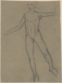 Boy act, pencil on gray paper, sheet: 39.2 x 29 cm, not marked, Hans Brühlmann, Amriswil/Thurgau