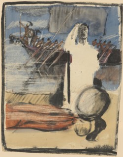 Lying in the grass, ink and pen, verso: watercolor, leaf: 40.8 x 32.4 cm, not marked, Carl