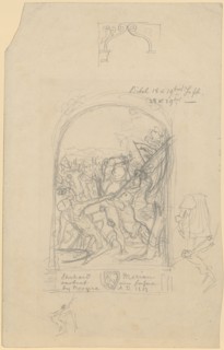 Disc tear for a glass painting, executed by Helmle in Freiburg i., Br. For Mr. E. Merian, pencil,