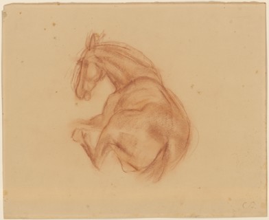 Horse lying, red chalk, leaf: 32 x 39.5 cm, U. r., Monogrammed in chalk in brown: CB, Carl
