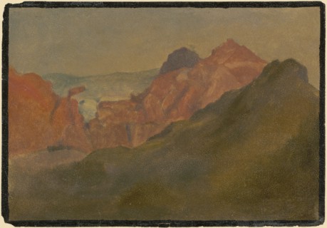Landscape in the Lenk in the Upper Simmental, oil on oiled paper, outlined in black, mounted on