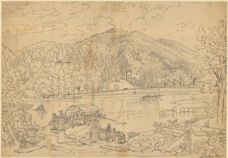 Charteruse près Thoune, watercolor and pen over pencil, on tracing paper, sheet: 35.2 x 51 cm, G.