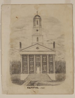 William Asa Raymond, American, 1819 - 1854, Capitol at Detroit, c. 1837, graphite pencil on cream