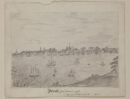 William Asa Raymond, American, 1819 - 1854, Detroit, ca. 1837, graphite pencil on white wove paper,
