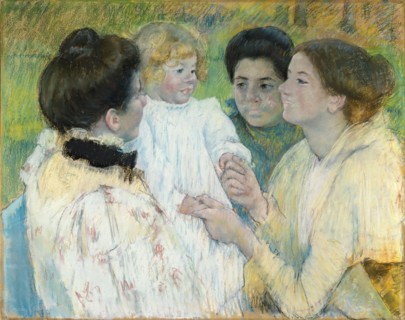 Mary Cassatt, American, 1844-1926, Women Admiring a Child, 1897, pastel, Overall: 26 × 32 inches