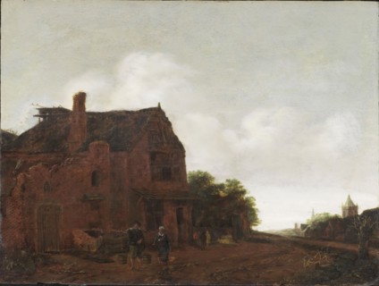 Emanuel Murant, Dutch, 1622-1700, The Farm Well, 1670's, Oil on oak panel, Unframed: 18 1/4 × 21