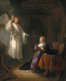 school of Rembrandt Harmensz van Rijn, Dutch, 1606-1669, The Annunciation, c. 1650/1655, Oil on oak