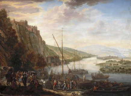 Barend van Kalraet, Dutch, 1649-1737, A River Landscape, 1691, Oil on oak panel, Unframed: 15 3/4 ×
