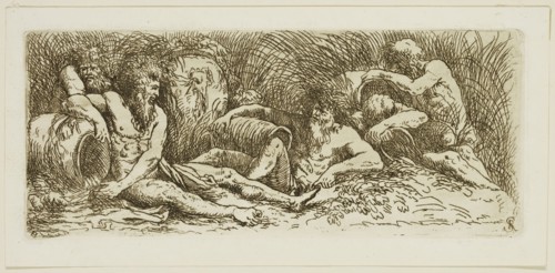 Salvator Rosa, Italian, 1615-1673, Five River Gods, 17th century, etching printed in brown-black
