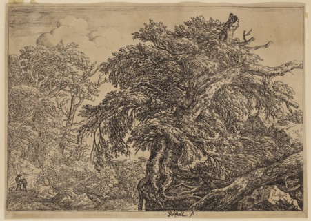 Jacob Isaaksz van Ruisdael, Dutch, 1628-1682, Two Peasants and Their Dog, 17th century, etching and