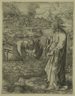 Dirk Vellert, Flemish, Christ Calling Saint Peter and Saint Andrew, 1523, Etching and engraving