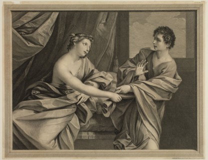 Robert Strange, English, 1721-1792, Joseph and Potiphar's Wife, 1769, engraving printed in black