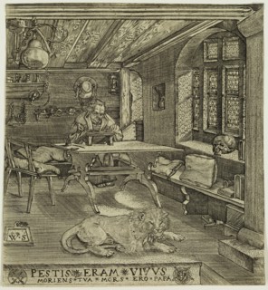 Wolfgang Stuber, German, Martin Luther in His Study, late 16th century, engraving printed in black