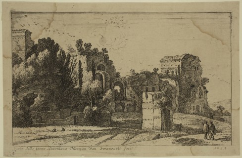 Herman van Swanevelt, Dutch, 1600-1655, Baths of Caracalla, 1652, etching and engraving printed in