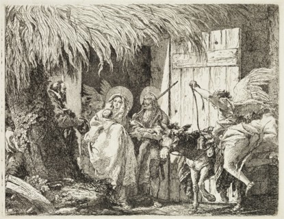 Giovanni Domenico Tiepolo, Italian, 1727-1804, Joseph and Mary Seeking Shelter, ca. 1753, etching