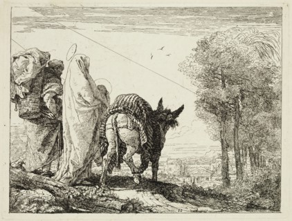 Giovanni Domenico Tiepolo, Italian, 1727-1804, Mary Holding the Child in Her Arms and Joseph with