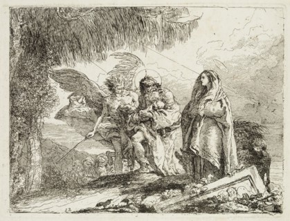 Giovanni Domenico Tiepolo, Italian, 1727-1804, Mary and Joseph Holding the Child, Are Escorted by