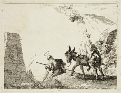Giovanni Domenico Tiepolo, Italian, 1727-1804, The Holy Family Passing by a Pyramid, ca. 1753,