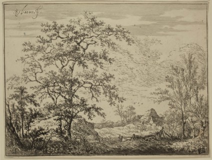Adriaen Verboom, Dutch, 1628-1670, Hamlet, mid 17th Century, Etching and engraving printed in black