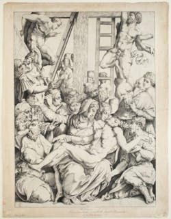 Enea Vico, Italian, 1523-1567, Descent from the Cross, between 1523 and 1567, engraving printed in