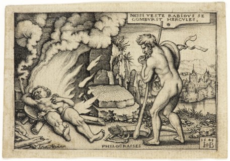 Hans Sebald Beham, German, 1500-1550, Death of Hercules, 1548, engraving printed in black ink on