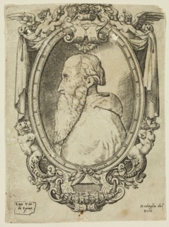 Enea Vico, Italian, 1523-1567, Cardinal Bembo, 16th century, engraving printed in black ink on laid