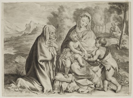 Cornelius Visscher, Dutch, 1619-1662, after Palma Vecchio, Italian, 1480-1528, Holy Family in a